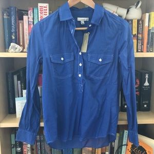 NWT J. Crew Blue Ink Dip Popover sz 0P